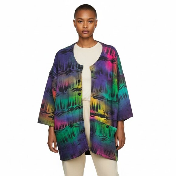 Bayu Jackets & Blazers - Vintage Wearable Art to wear Multicolor Abstract Button-Blazer Jacket  OS